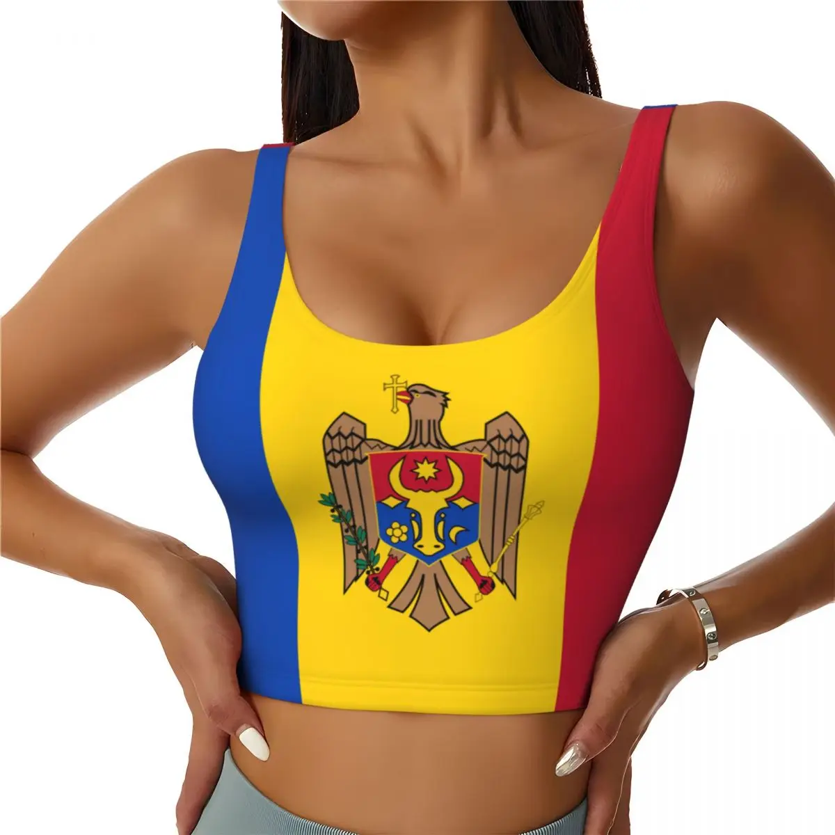 Yoga Và Fitness - Camisetas básicas con bandera de Moldavia