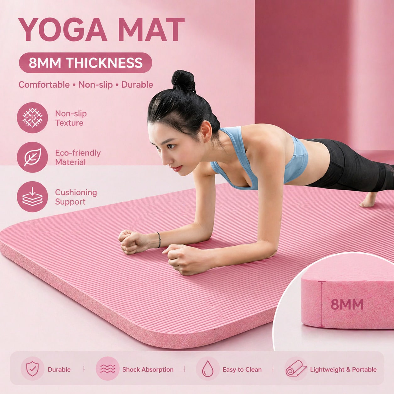 Yoga Daily Fitness - Set de colchoneta de yoga antideslizante