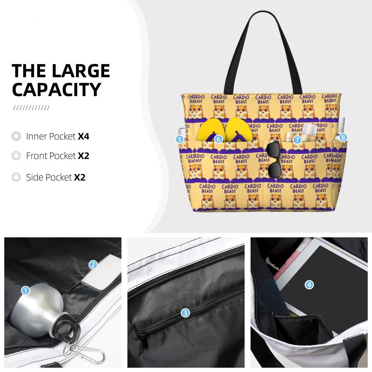 Bolsa de playa con estampado d - Yoga Fitness Tote reseña y precio