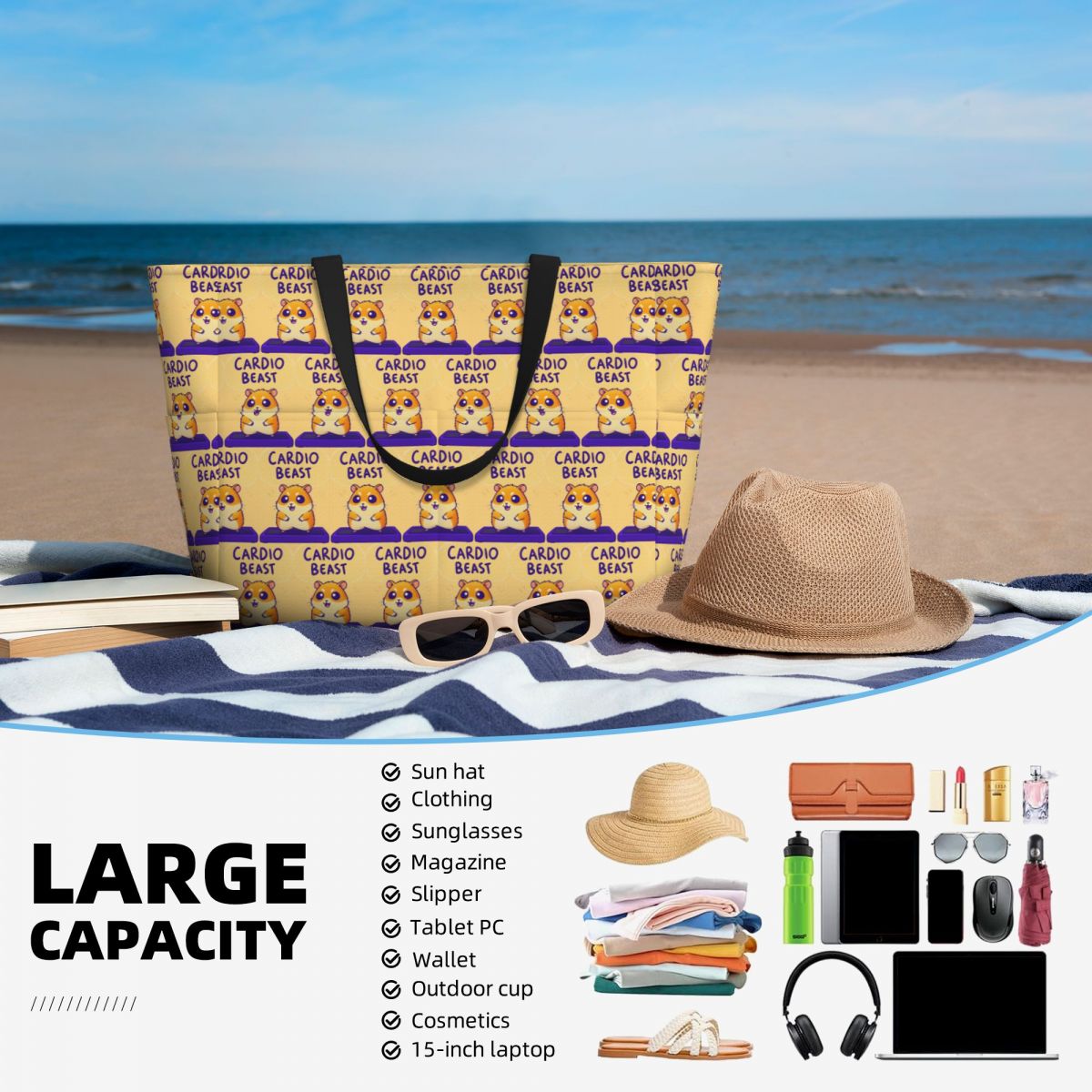 Bolsa de playa con estampado d - Yoga Fitness Tote reseña y precio