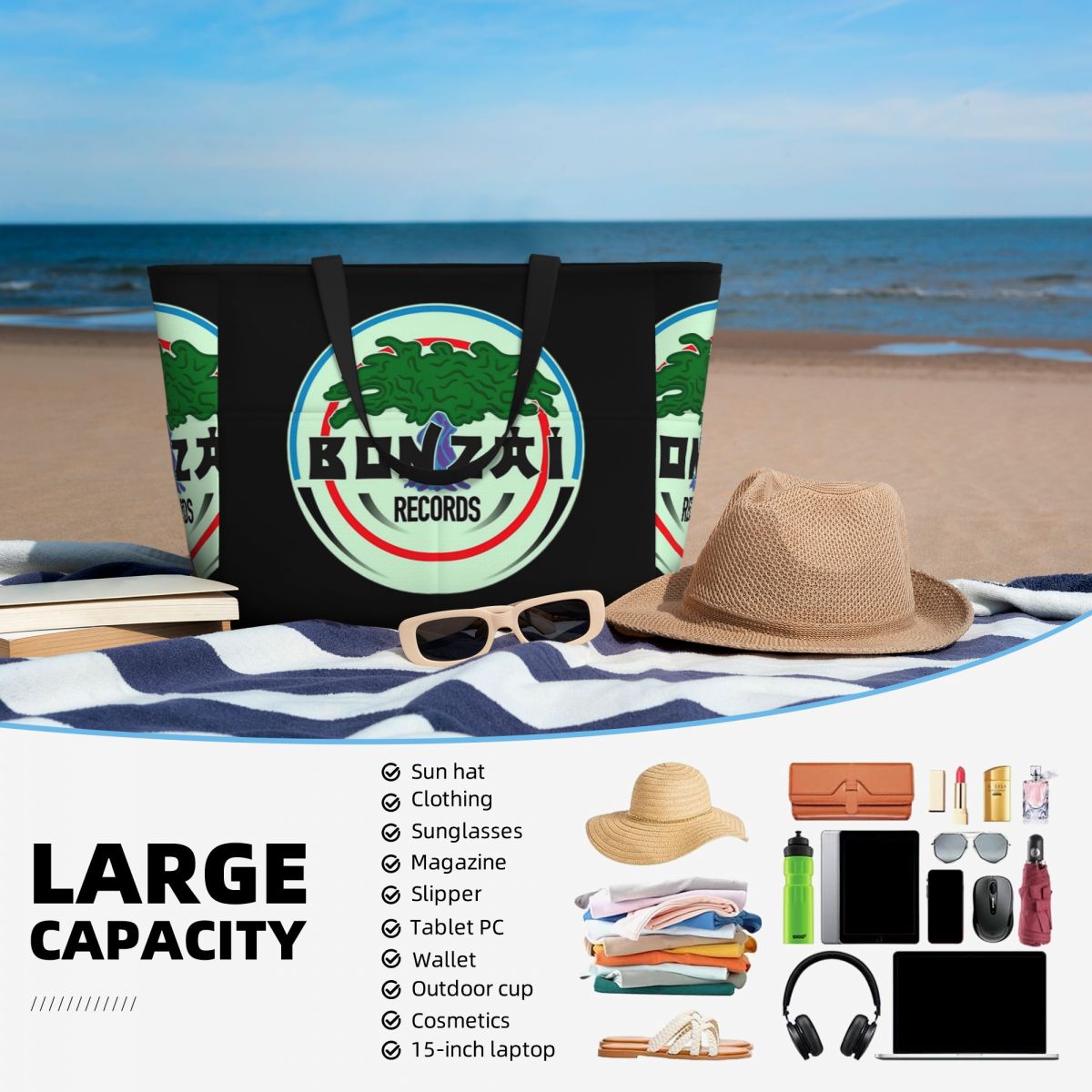 Bonzai Records Bolsa de playa  - Yoga Fitness Tote reseña y precio